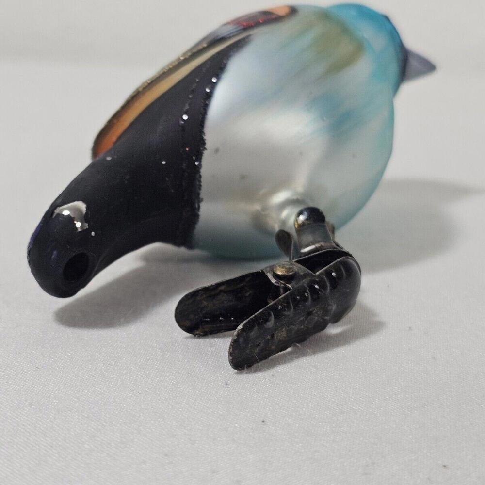 Vintage Blue Bird Mercury Glass Clip on Christmas Ornament Rare Tree Colorful - Picture 4 of 6